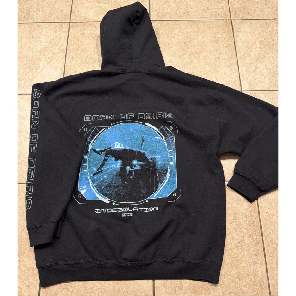 Born Of Osiris Hoodie Mens XL Black Sweatshirt In Desolation Metalcore Band Rock